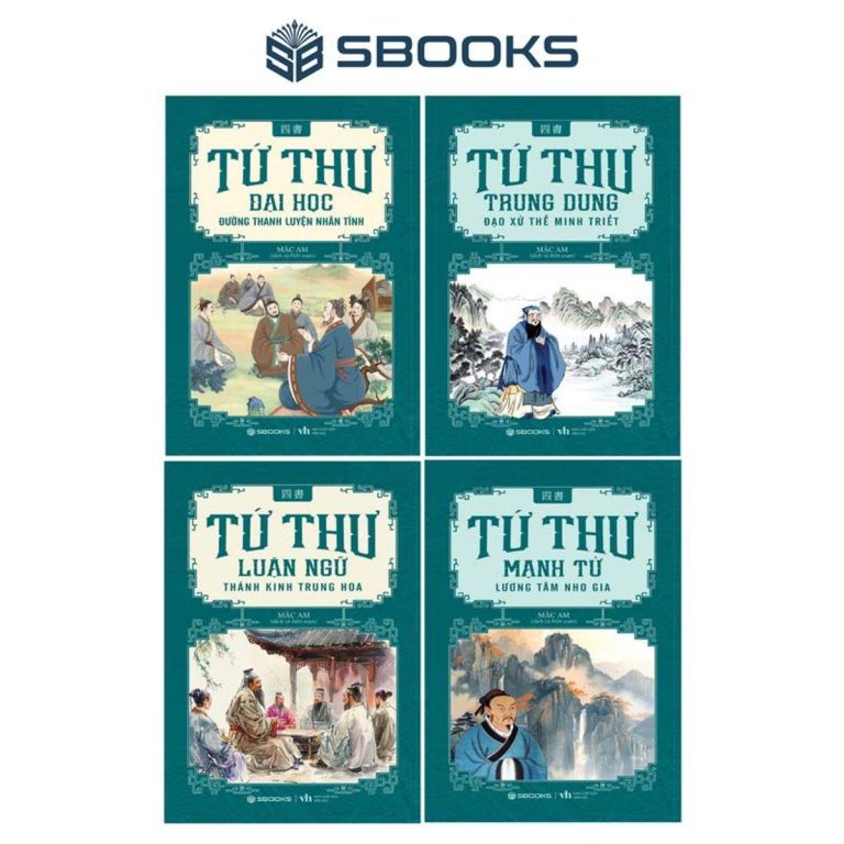 Sách - Combo 4 Cuốn Tứ Thư: Đại Học + Luận Ngữ + Trung Dung + Mạnh Tử - SBOOKS