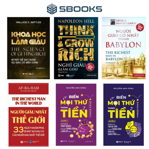 Combo 6 Cuốn Sách Tư Duy Làm Giàu: Khoa Học Làm Giàu + Nghĩ Giàu Làm Giàu + Người Giàu Có Nhất Thành Babylon + Người Giàu Nhất Thế Giới + Biến Mọi Thứ Thành Tiền (Quyển 1+2) - SBOOKS
