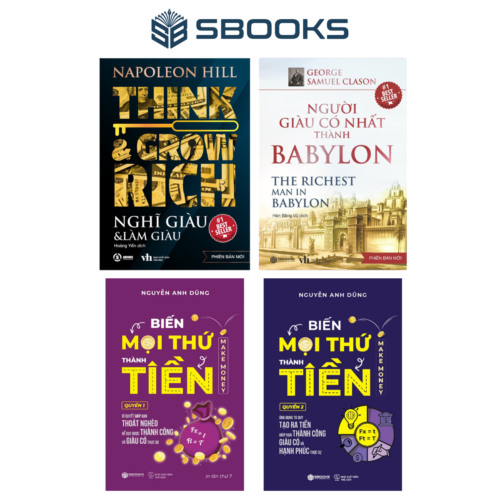 Combo 4 Cuốn Sách: Nghĩ Giàu Làm Giàu - Người Giàu Có Nhất Thành Babylon - Biến Mọi Thứ Thành Tiền Quyển 1+2 - SBOOKS