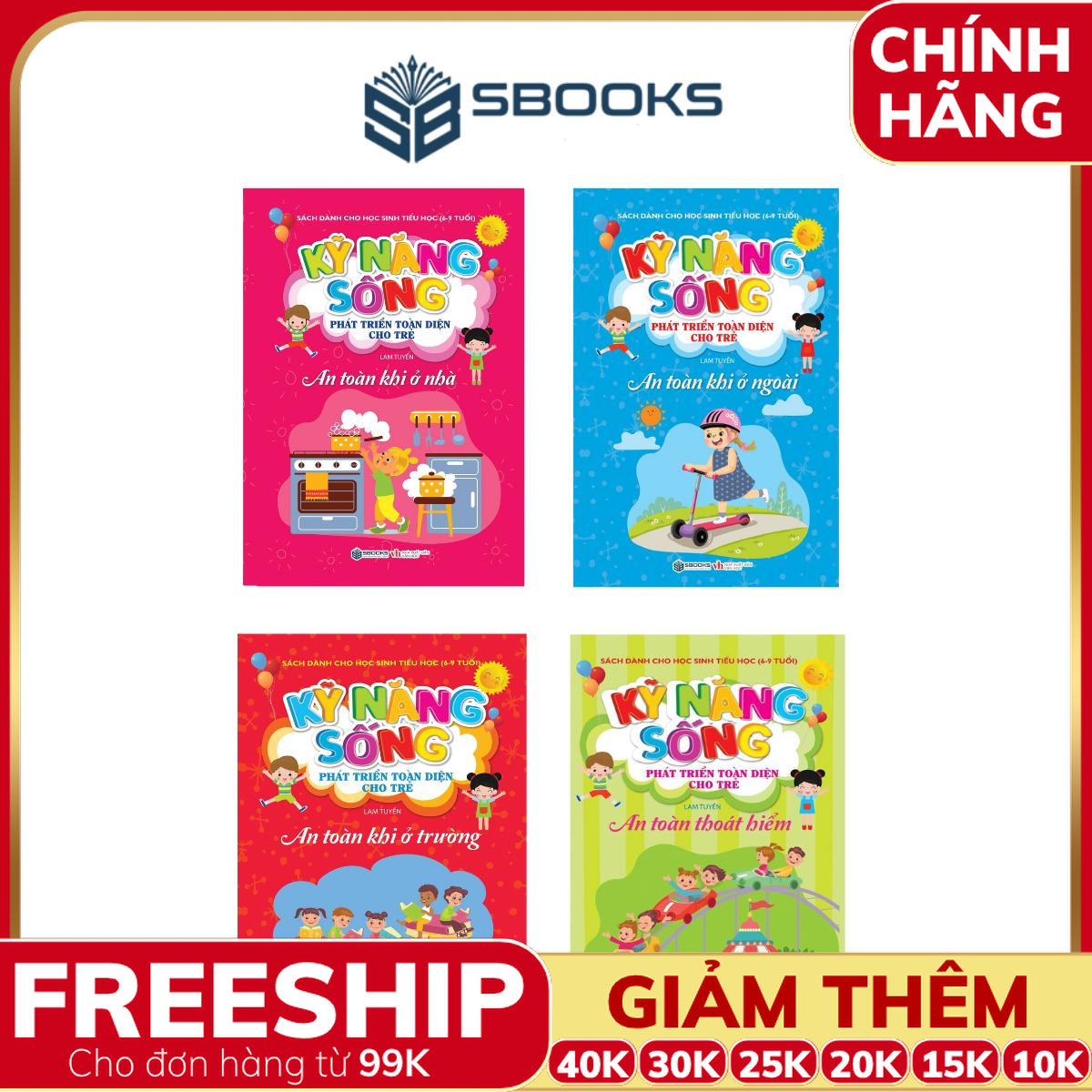 Combo 4 Cuốn Sách Kỹ Năng sống Phát triển Toàn Diện Cho Trẻ - Các Chủ Đề Về An Toàn- SBOOKS