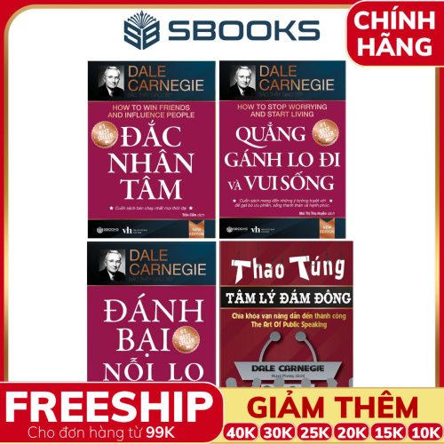 Combo 4 Cuốn Sách: Đắc Nhân Tâm + Quẳng Gánh Lo Đi & Vui Sống + Đánh Bại Nỗi Lo + Thao Túng Tâm Lý Đám Đông - SBOOKS