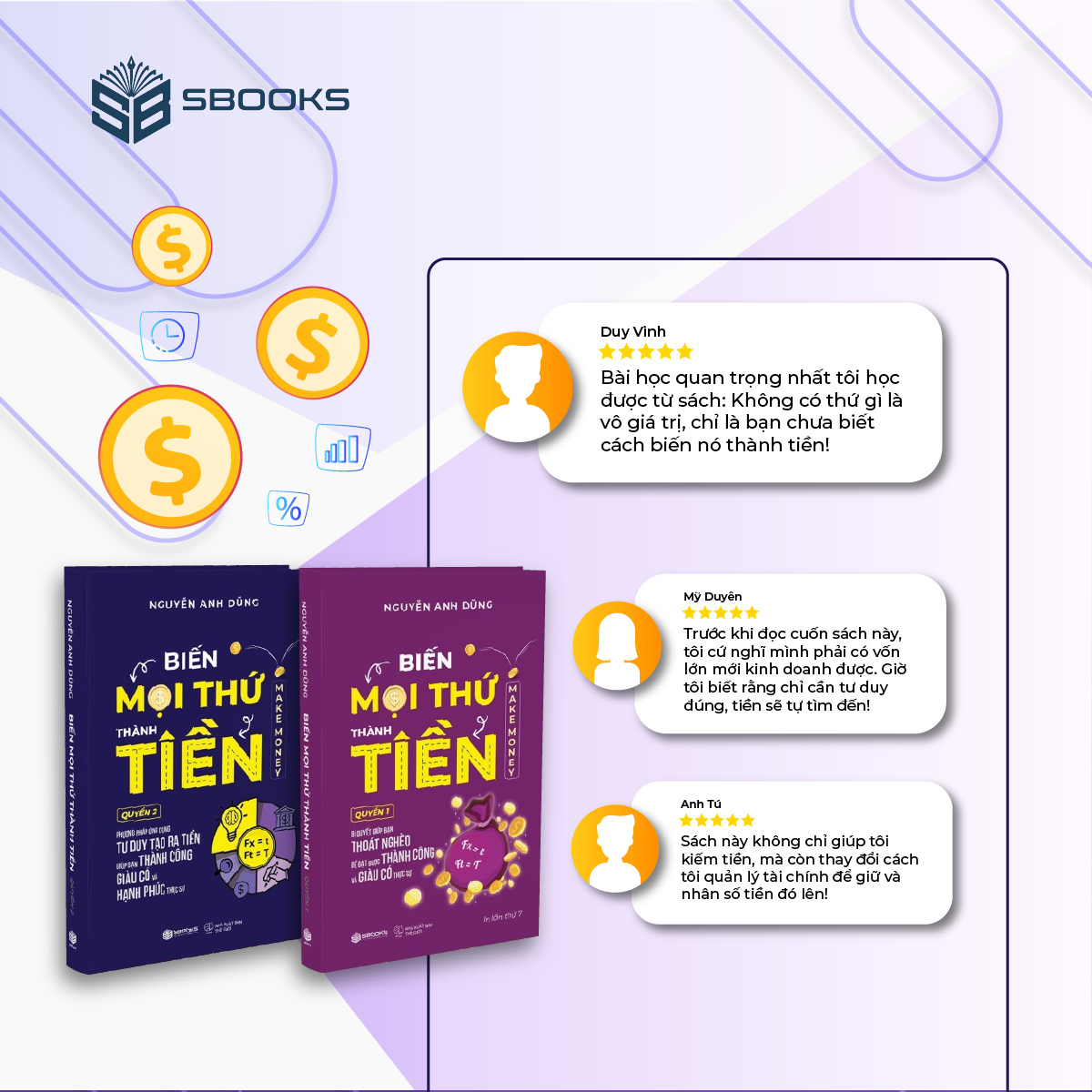 Combo 2 Cuốn Sách Biến Mọi Thứ Thành Tiền - Quyển 1+2 (Nguyễn Anh Dũng) - Sbooks - Ảnh 2