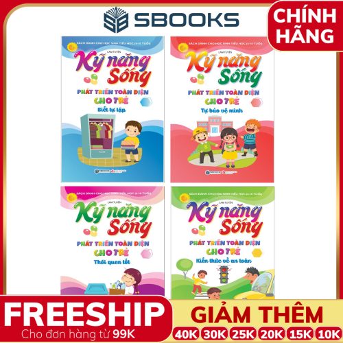Sách - Bộ 4 Cuốn Kỹ Năng Sống Phát Triển Toàn Diện Cho Trẻ (dành cho học sinh tiểu học từ 6-10 tuổi) - SBOOKS