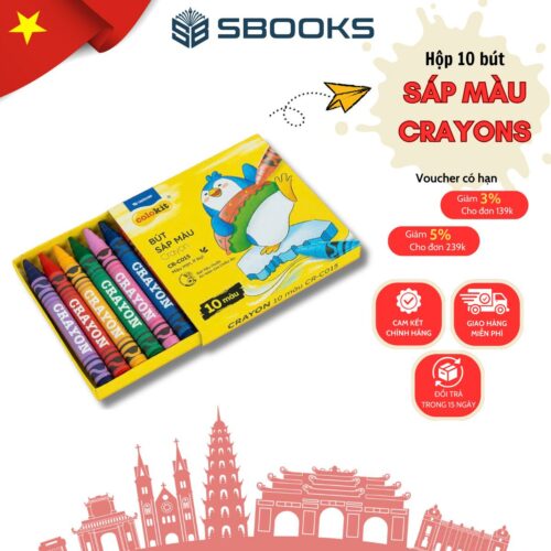 Bộ 10 Bút Sáp Màu Cho Bé Tập Tô Màu - SBOOKS